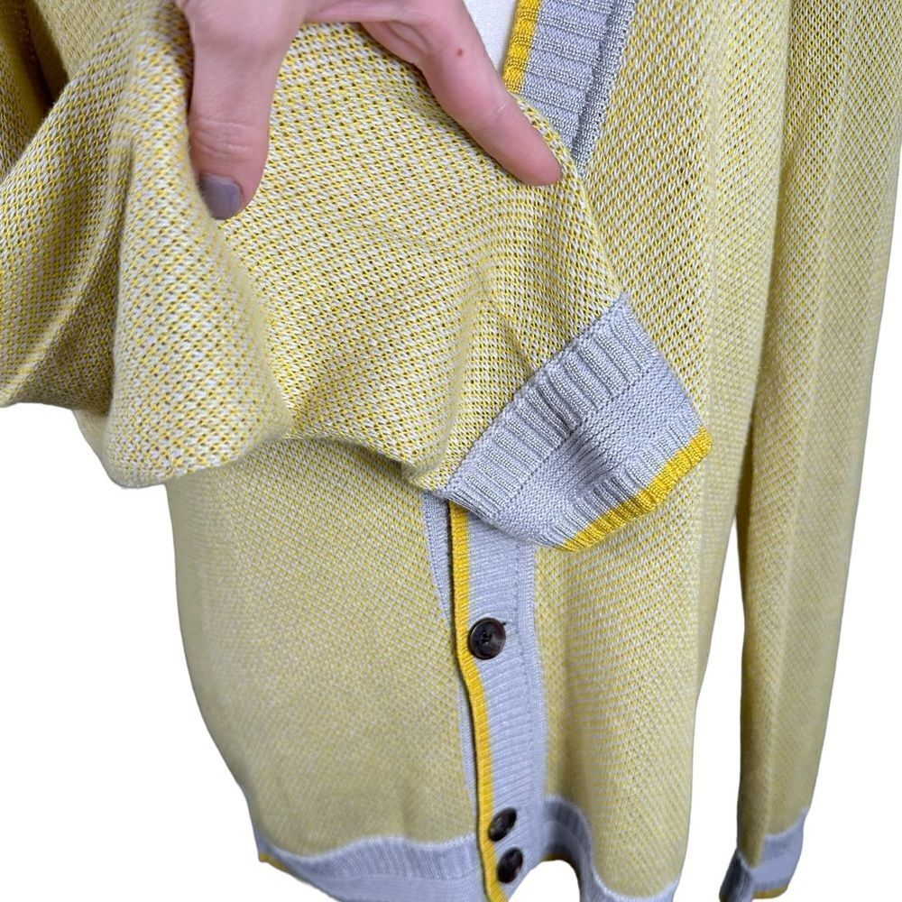 Armani Exchange Men’s Yellow & Grey Knit Button Front Cardigan Sweater - Picture 5 of 8